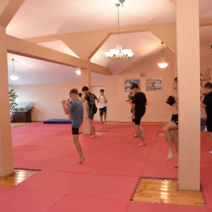 Zdjęcia z zajęć kickboxingu.